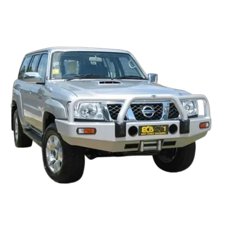 ECB Winch Compatible Big Tube Bar to Suit Nissan Patrol GU Y61 30.LT TD 10/04-Onwards Silver Hammer Tone