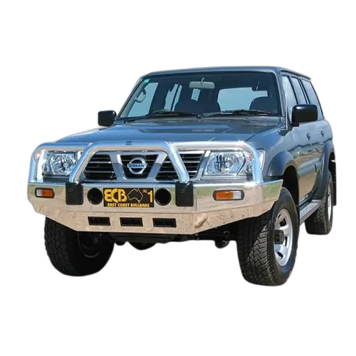 ECB Big Tube Bar to Suit Nissan Patrol GU Y61 UTE 10/01 to 09/04 Silver Hammer Tone
