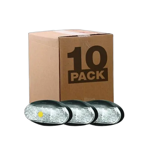 Roadvision 10-30V 4 LED Oval 60 X 30MM Clear Lens Black Base 0.5MT Cable Bulk Pack of 10