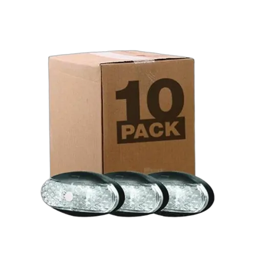 Roadvision 10-30V 4 LED Oval 60 X 30MM Clear Lens Black Base 0.5MT Cable Bulk Pack of 10 White
