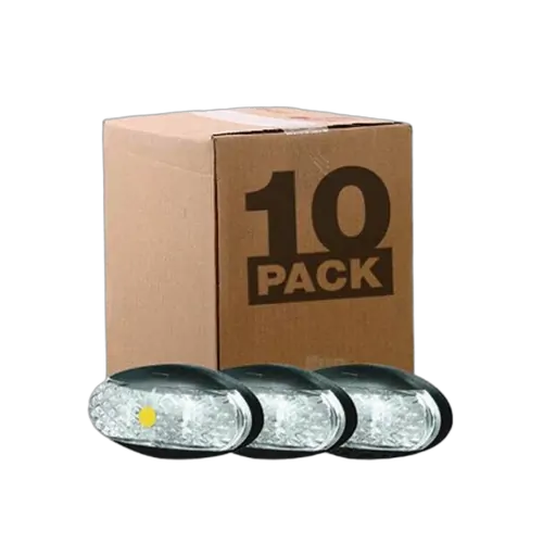 Roadvision 10-30V Oval 60 x 30mm Clear Lens Black Base Bulk Pack of 10 2.5mt Cable Amber