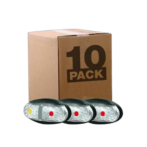 Roadvision 10-30V Oval 60 x 30mm Clear Lens Black Base Bulk Pack of 10 2.5mt Cable Red/Amber