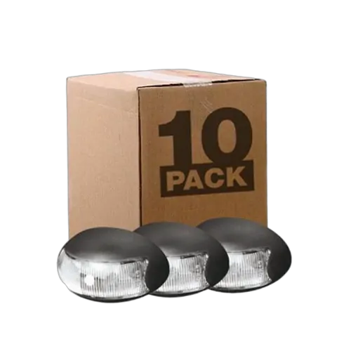 Roadvision 10-30V 2 LED Oval 60 X 37MM Clear Lens Black Base 0.5MT Cable Bulk Pack of 10