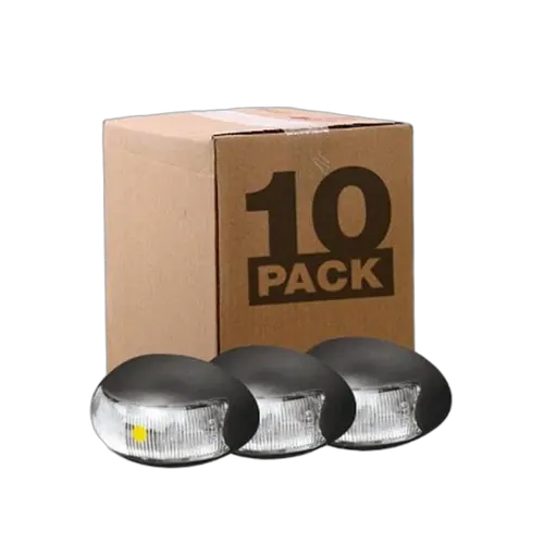 Roadvision 10-30V 2 LED Oval 60 X 37mm Clear Lens Black Base 2.5MT Cable Bulk Pack of 10