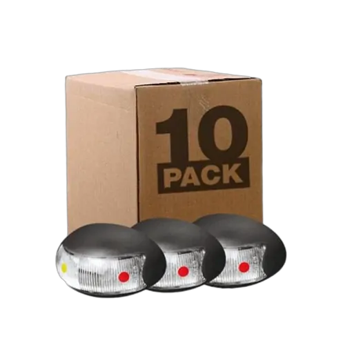 Roadvision 10-30V 2 LED Oval 60 X 37mm Clear Lens Black Base 2.5MT Cable Bulk Pack of 10