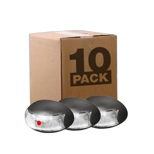 Roadvision 10-30V 2 LED Oval 60 X 37mm Clear Lens Black Base 2.5MT Cable Bulk Pack of 10