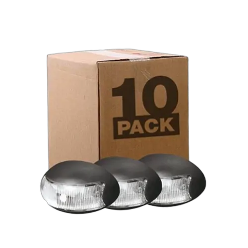 Roadvision 10-30V 2 LED Oval 60 X 37mm Clear Lens Black Base 2.5MT Cable Bulk Pack of 10