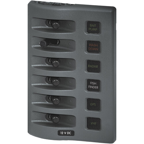 Blue Sea Systems Weatherdeck 12V Dc Waterproof Fuse Panel - Gray 6 Positions