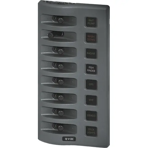 Blue Sea Systems Weatherdeck 12V Dc Waterproof Fuse Panel - Gray 8 Positions