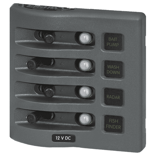 Blue Sea Systems Weatherdeck 12V Dc Waterproof Circuit Breaker Panel - Gray 4 Positions