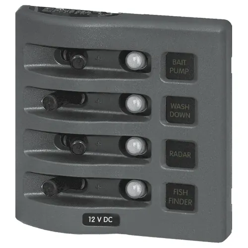 Blue Sea Systems Weatherdeck 12V Dc Waterproof Circuit Breaker Panel - Gray 4 Positions