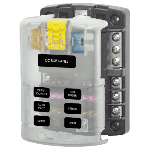 Blue Sea Systems St Blade Fuse Block - 6 Circuits With Negative Bus And Cover
