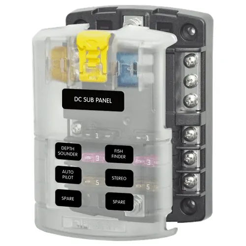 Blue Sea Systems St Blade Fuse Block - 6 Circuits With Negative Bus And Cover