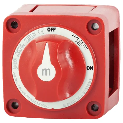 Blue Sea Systems M-Series Mini Dual Circuit Battery Switch - Red
