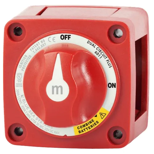 Blue Sea Systems M-Series Mini Dual Circuit Plus Battery Switch - Red