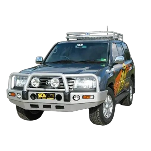 ECB Big Tube Bar w/Lights to Suit Toyota Landcruiser 100 Series Live Coil 04/98 to 10/07 Black Ripple