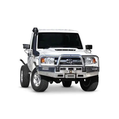 ECB Winch Compatible Big Tube Bar to Suit Toyota Landcruiser 70 Series Single Cab 11/16-08/23 Silver Hammer Tone
