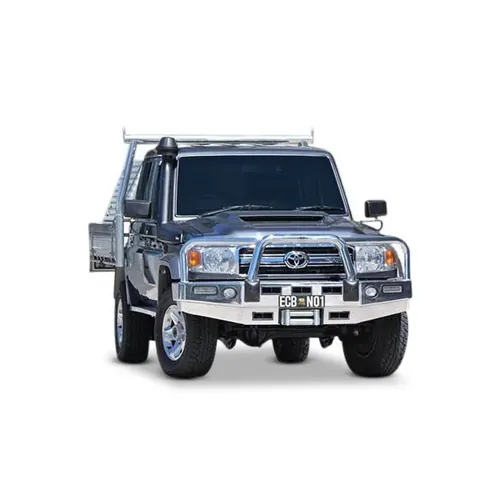 ECB Winch Compatible Big Tube Bar w/Lights to Suit Toyota Landcruiser 75 Series 11/16-08/23 Black Ripple