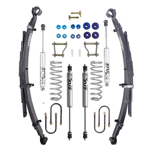 Fox 4x4 Lift Kit Tour Pack, 2 INCH Lift, Coil Spring (Heavy Duty), Leaf Spring (Extra Heavy Duty) to suit Toyota Landcruiser 79 Series 2012 on