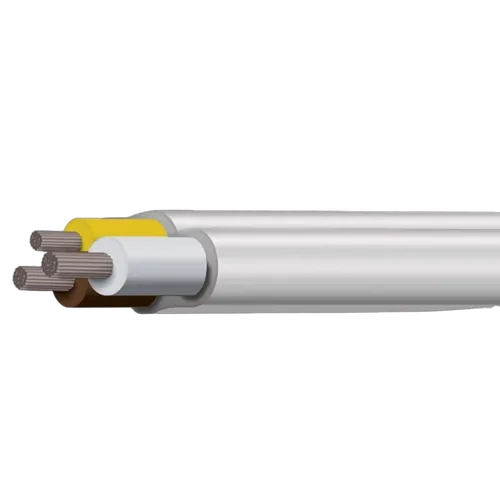 Yellow/Brown/White 4mm 3 Core Marine Twin Sheath White Outer (Sold Per Metre)