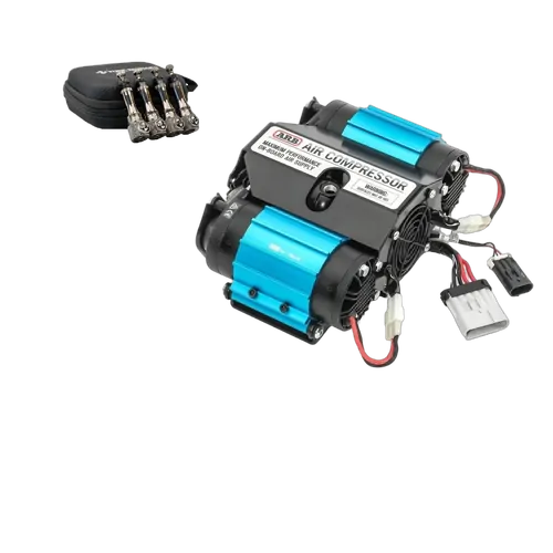 ARB Twin High Output Air Compressor & Tuff Terrain Quick Connect Tyre Deflators - 4pk