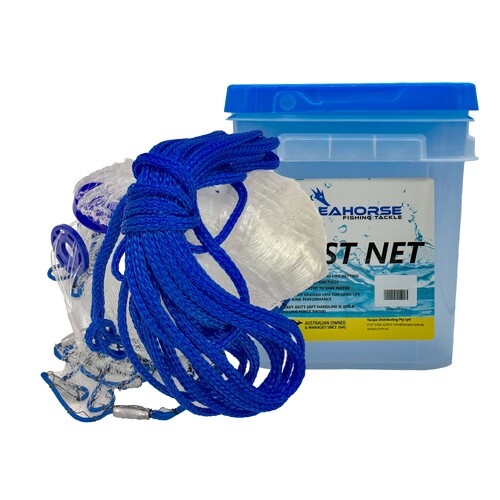 Seahorse 12ft Lead Weighted - Mono Drawstring Pro/Heavy Cast Net With 3/4  Mesh