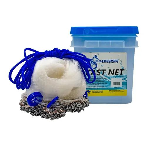Seahorse 10ft Chain Bottom Pocket Mono Drawstring Cast Net With 3/4" Mesh