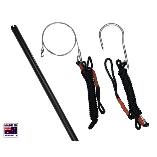 Hookem Combo Round Flying Gaff/Tailrope - 13 X 125mm (5") Stainless Head & 4mm Tailrope - 1.5M