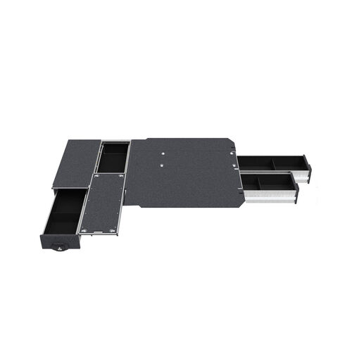 4WD Interiors Single Roller Floor Side Drawers & Fixed Floor Rear Drawers suits Toyota Hiace Van 05/2019-Current