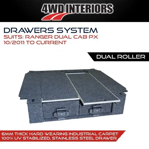 Drawers System To Suit To Suit Ranger Dual Cab PX 10/11 - On Dual Roller