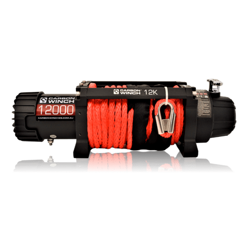 Carbon 12K Ver.2 12000Lb Electric Winch With Red Synthetic Rope And Hook