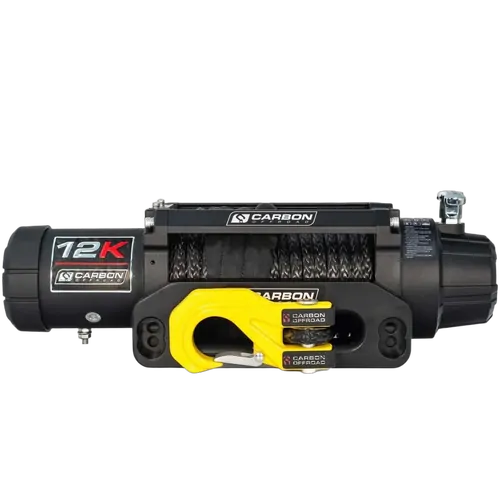 Carbon 12K - 12000lb Winch V3 with Mega Pro Winch Hook - Yellow