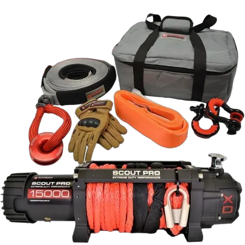 Carbon Scout Pro 15K Winch And Recovery Kit Combo