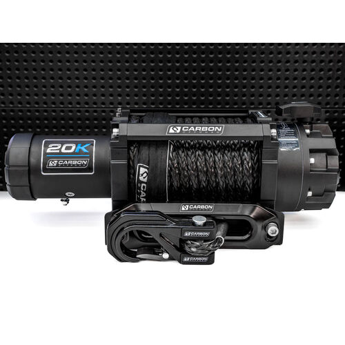 Carbon Scout Pro - 20000lb Extreme Duty Truck Winch with Mega Pro Winch Hook - Black