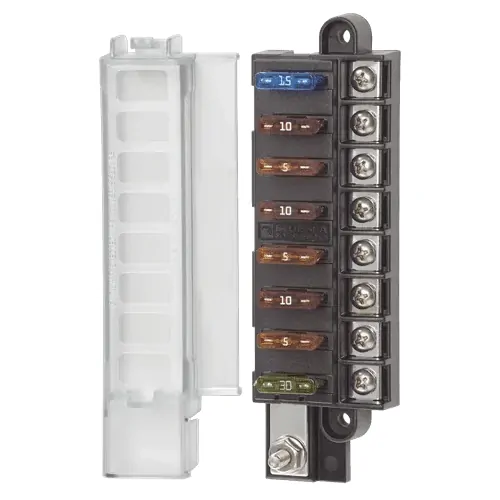 FUSE BLOCK 8 WAY POSITIVE WITH COVER & LABEL KIT