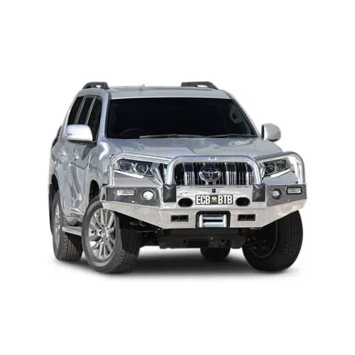 ECB Winch Compatible Big Tube Bar w/Lights to Suit Toyota Prado VX 11/17-On Polished