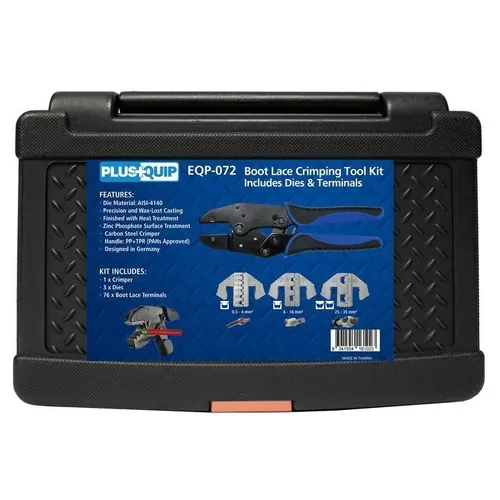 Plusquip Bootlace Crimping Tool Kit Quick Change Rachet Crimper C/W 3 X Dies & 76 X Terminals