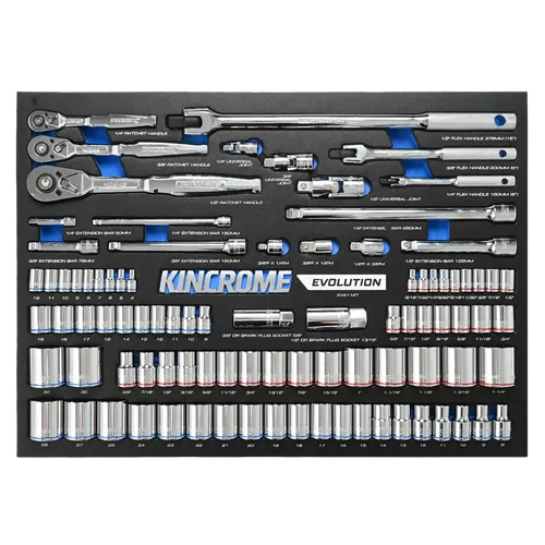 Kincrome Evolution 92 Piece Sockets & Accessories Eva Tray