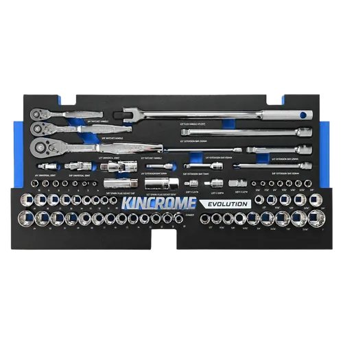 Kincrome Evolution 68 Piece Sockets & Accessories Eva Tray