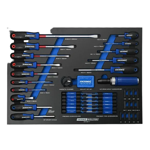 Kincrome Evolution 75 Piece Torquemasterft Screwdrivers Eva Tray