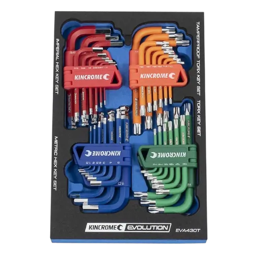 Kincrome Evolution 36 Piece Hex & Torxft Short Series Keys Eva Tray