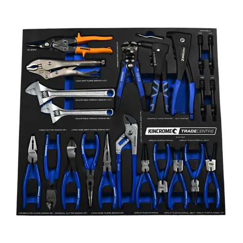 Kincrome Trade Centre 18 Piece Plier, Wrench & Riveter Eva Tray