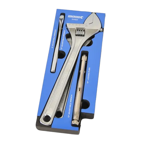 Kincrome Truck Box 4 Piece Adjustable Wrenches & Locking Pliers Eva Tray
