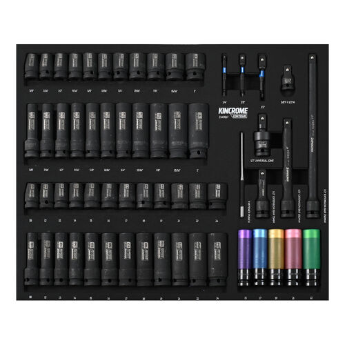 Kincrome CONTOUR 60 Piece LOK-ON Impact Sockets & Accessories EVA Tray