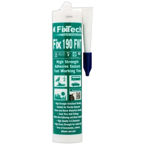 Fixtech Fix190 Structural & Window Glass White (Non-Yellowing) 290ml Cartridge