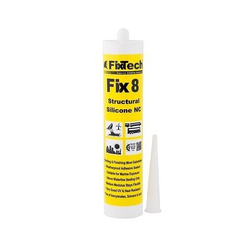 FixTech Fix8 Structural Grade Silicone White Anti Mould 300ml cartridge