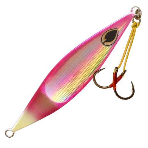 Black Magic Flipper Jig 100gm Pink/Lumo Stripe