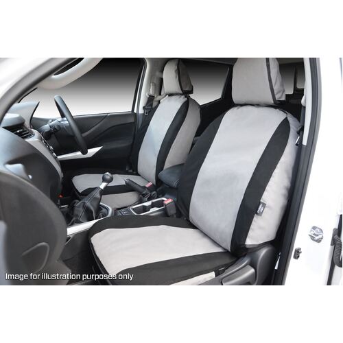 Msa Front Twin Buckets (Airbag Seats) + Console Cover + Lumbar Support - Msa Premium Canvas Seat Covers Toi Suit Mazda Bt50 - Series 2 Single Cab Ute 