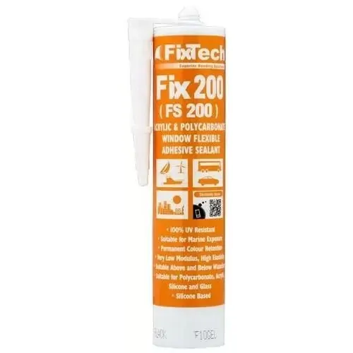 Fixtech Fix200 (FS200) Black Lm Silicone For Acrylic Windows 310ml Cartridge