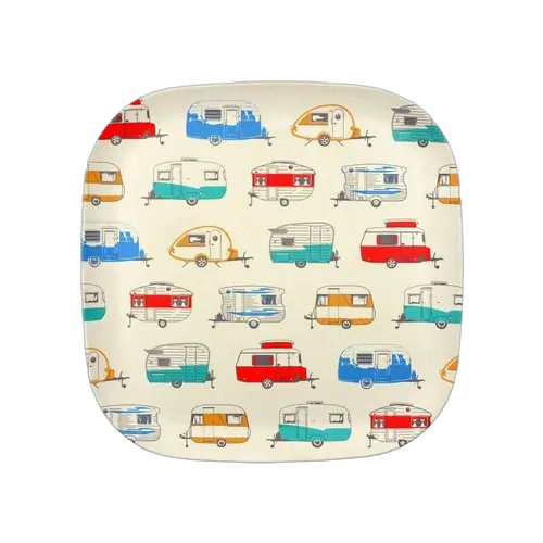 Van Go Collections Bamboo Plate 22cm Seasonal Collection Coloured Caravans